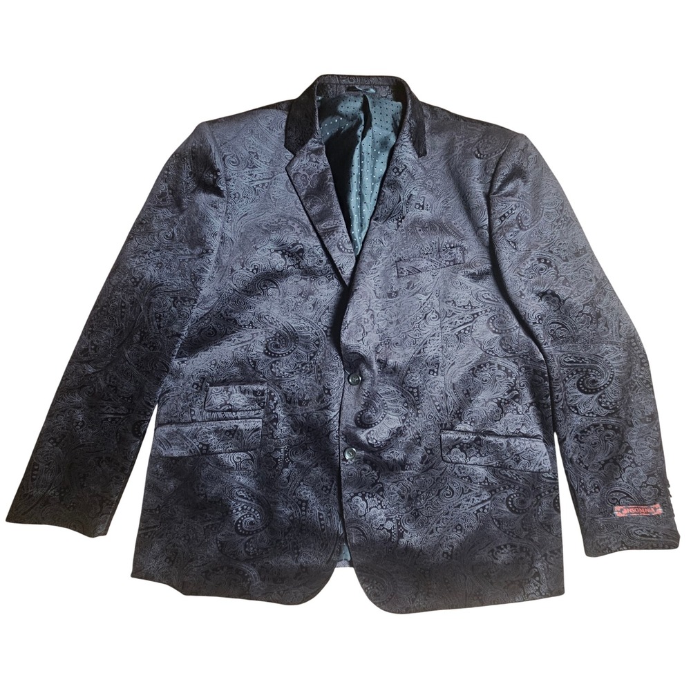 Insomnia Mens Paisley Velvet Blazer Two Button Sport Coat 3XL Brown MZV-200 NWT